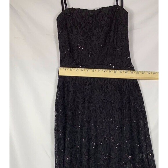 Bisou Bisou Dress Womens 8 Black Sequin Lace Maxi Strapless Sleeveless Formal - Picture 3 of 11